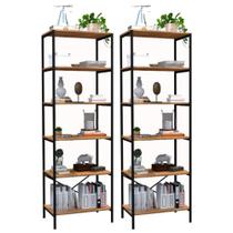Kit 02 Estantes Livreiro Multiuso Trento Estilo Industrial 180cm Demolição Preto - Desk Design Kit 02 Estantes Livreiro Multiuso Trento Estilo Industrial 180cm Demolição Preto - Desk Design