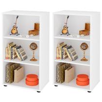 Kit 02 Estantes Multiuso com 02 Prateleiras Clean 81x45 cm Branco - Lyam Decor Kit 02 Estantes Multiuso com 02 Prateleiras Clean 81x45 cm Branco - Lyam Decor