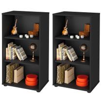 Kit 02 Estantes Multiuso com 02 Prateleiras Clean 81x45 cm Preto - Lyam Decor Kit 02 Estantes Multiuso com 02 Prateleiras Clean 81x45 cm Preto - Lyam Decor