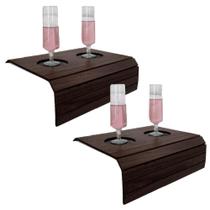 Kit 02 Esteiras Bandeja com Porta Copos para Sofá Tabaco G20 - Gran Belo Kit 02 Esteiras Bandeja com Porta Copos para Sofá Tabaco G20 - Gran Belo