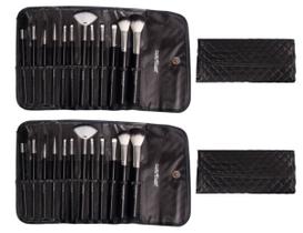 Kit 02 Estojos Com 12 Pincéis Cada Macrilan Maquiagem Top