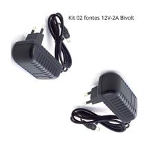 Kit 02 Fontes Alimentação Plástica 12V-2A Bivolt- 2Un