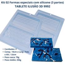 Kit 02 Forma para chocolate Tablete Ilusão 3D 70g (3 Partes "01 silicone") cod 9992 - BWB