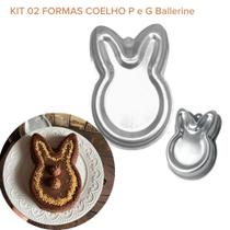 Kit 02 Formas Para Bolo Coelho P e G Aluminio Caparroz