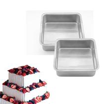 Kit 02 Formas Quadrada Pudim Bolo 25x7 Aluminio