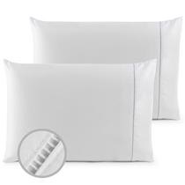 Kit 02 Fronhas 200 Fios Ponto Palito Sonatic Fronha Branca Macia e Resistente