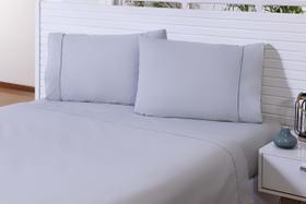 Kit 02 Fronhas 70x50cm Percal 100% Algodão 200 Fios Ponto Palito Cinza