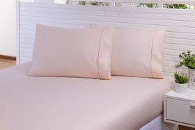 Kit 02 Fronhas 70x50cm Percal 100% Algodão 200 Fios Ponto Palito Salmon
