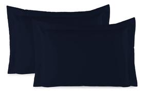 Kit 02 Fronhas Avulsa Travesseiro Percal 400 Fio Azul-Marinh