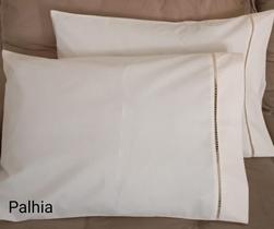 Kit 02 fronhas King ponto palito 9050cm Percal 200 Fios 100% Algodão Color:Palhia