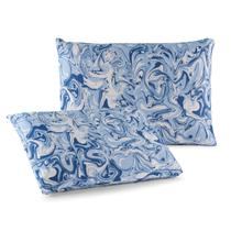 Kit 02 Fronhas Malha 100% Algodão C/ Ziper Estampado Azul Bebe