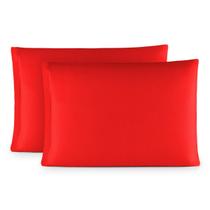 Kit 02 Fronhas Malha Gel C/ Ziper Lisas Vermelho