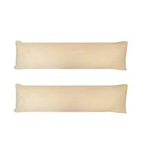 Kit 02 Fronhas para Travesseiro de Corpo 40x130cm Percal 200 Fios 100% Algodão Marfim Arrumadinho Enxovais