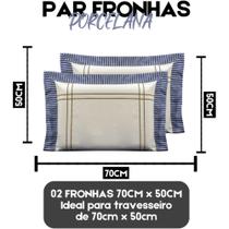 Kit 02 Fronhas Porcelana para Travesseiro Algodão Percal 180 Fios