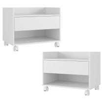 Kit 02 Gabinetes Armário Banheiro Multiuso Ivy 60cm 100% Mdf Bp Com 01 Gaveta Branco - Abmaza Kit 02 Gabinetes Armário Banheiro Multiuso Ivy 60cm 100% Mdf Bp Com 01 Gaveta Branco - Abmaza