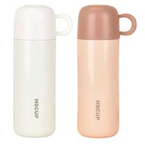 Kit 02 Garrafas Térmica Inox 500ml Com Xícara Para Café e Chá