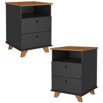 Kit 02 Gaveteiros Para Escritório Home Office 2 Gavetas Diem A02 Freijó Preto - Lyam Decor
