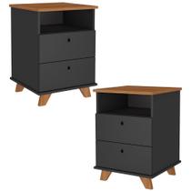 Kit 02 Gaveteiros Para Escritório Home Office 2 Gavetas Diem A02 Freijó Preto - Lyam Decor