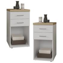 Kit 02 Gaveteiros Para Escritório Home Office 2 Gavetas Orly A02 Olmo Branco - Lyam Decor