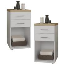 Kit 02 Gaveteiros Para Escritório Home Office 2 Gavetas Orly A02 Olmo Branco - Lyam Decor