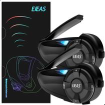 KIt 02 Intercomunicador Capacete Moto Ejeas Q7 Par Fone Bluetooth 800m Bateria 30hs Conecta Até 7 Redução Ruído