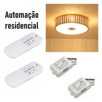 Kit 02 interruptor Inteligente 3 vias sem fio para lâmpada led, lustre c/ controle remoto