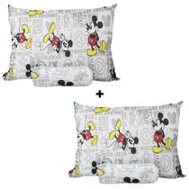 Kit 02 Jogo de Cama Solteiro Infantil Disney Simples 2 Peças Mickey Mouse Malha Portallar