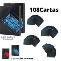 Kit 02 Jogo de Cartas Baralho Preto Impermeável Baralho Black Luxo C/ 108 Cartas