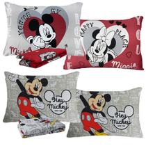 Kit 02 Jogos De Lençol Cama Casal Disney 3 Peças Infantil Mickey E Minnie Portallar