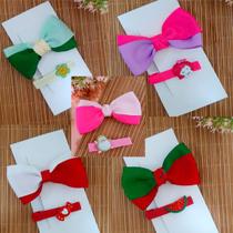 Kit 02 Laço Presilha de Cabelo CLIP HAIR Bico de Pato Infantil Bebê Coleção AMORE - Feito a mão