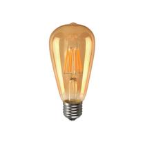 Kit 02 lampada de filamento de led st64 retro vintage e27 bivolt ambar decorativa p/ pendentes