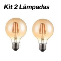 Kit 02 lampada filamento led g95 decorativo 6w ambar retrô