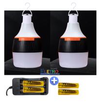 Kit 02 Lampada Inteligente 30W Com Bocal Inteligente Carregador e Bateria Reserva