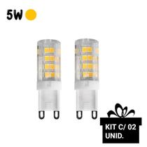 Kit 02 lampada led 5w halopin bipino g9 3000k branco quente bivolt p/arandelas e lustres