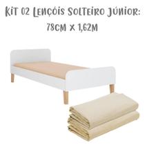 Kit 02 Lençóis de Elástico Solteiro Júnior 78 Cm x 1,62 m Nude Arrumadinho Enxovais