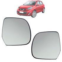 Kit 02 Lente + Base Espelho Retrovisor Nissan March 2012 Até 2020 Original
