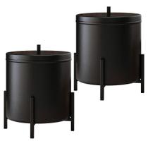 Kit 02 Lixeiras 06 Litros Kalli D01 Preto Fosco Kit 02 Lixeiras 06 Litros Kalli D01 Preto Fosco