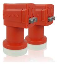Kit 02 Lnb Duplo Banda Ku Universal Full Hd Lnbf 2 Saídas