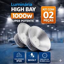Kit 02 Luminária Industrial LED 1000W High Bay Potente