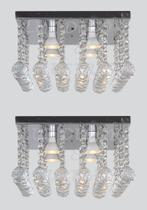 Kit 02 Luminárias Plafon De Cristal Com Base De Inox 30x30cm Kit 02 Luminárias Plafon De Cristal Com Base De Inox 30x30cm