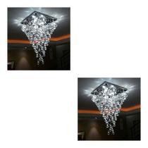 Kit 02 lustre Cristal,Teto,Sala de Jantar/Estar Base 40x40cm