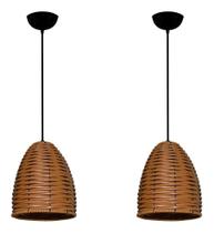 Kit 02 Lustres De Junco Ratan Modelo Sino Taça 16cm x 22cm Kit 02 Lustres De Junco Ratan Modelo Sino Taça 16cm x 22cm