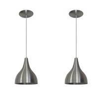 Kit 02 Lustres Luminarias Pendente Modelo Funil Alumínio Escovado 23cm x 16cm Bivolt 110v220v Kit 02 Lustres Luminarias Pendente Modelo Funil Alumínio Escovado 23cm x 16cm Bivolt 110v220v