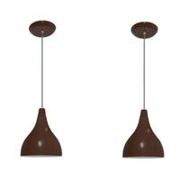 Kit 02 Lustres Luminarias Pendentes - Modelo Funil - Marrom Kit 02 Lustres Luminarias Pendentes - Modelo Funil - Marrom