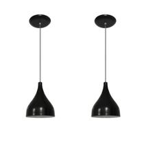Kit 02 Lustres Luminarias Pendentes - Modelo Funil - Preto