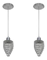 Kit 02 Lustres Pendentes De Cristal Para Cabeceira De Cama Fio com 2 metros cada Kit 02 Lustres Pendentes De Cristal Para Cabeceira De Cama Fio com 2 metros cada