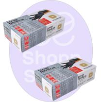 Kit 02 Luva Descartável Nitrílica Sem Pó Preta P Descarpack