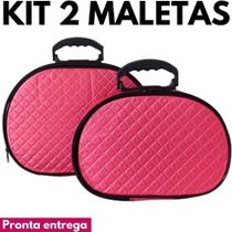 Kit 02 Maleta Frasqueira Necessaire Fashion Viagem Casual Maquiagem Resistente Esmaltes Meia Lua