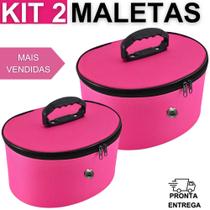 Kit 02 Maleta Frasqueira Necessaire Oval Bolsa de Mão Para Viagem Maquiagem Esmaltes Kit 02 Maleta Frasqueira Necessaire Oval Bolsa de Mão Para Viagem Maquiagem Esmaltes