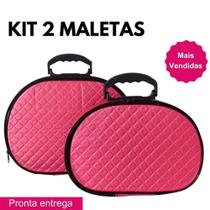 Kit 02 Maleta Frasqueira Necessaire Para Viagem Maquiagem Esmaltes Meia Lua Kit 02 Maleta Frasqueira Necessaire Para Viagem Maquiagem Esmaltes Meia Lua